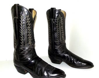 Black Tony Lama Cowboy boots size 9.5 B with white stitching