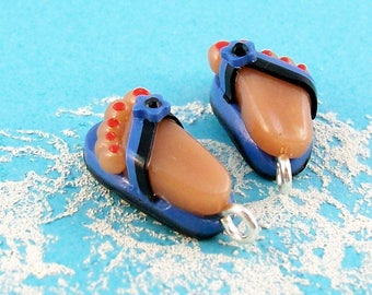 Flip Flops - Handmade Polymer Clay CHARMS with Feet