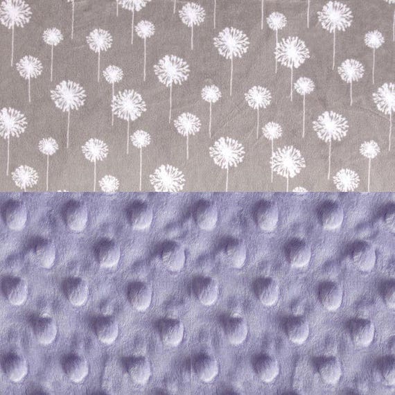 Minky Adult Blanket, Personalized Blanket - Lavender Gray Flowers Blanket Throw // Gray Minky Throw Blanket /Twin Blanket / Dandelion