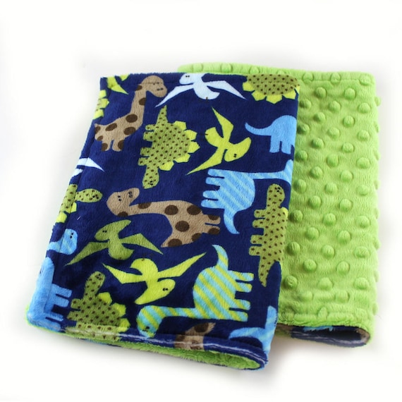 Green Dinosaurs Minky Baby Mini Lovey Blanket Baby Boy / Baby shower gift / Newborn Lovey Gift / security blanket / Boy Lovey / Name Blanket