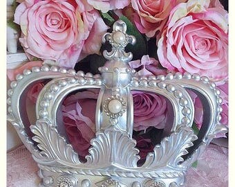 metallic silver fleur de lis bed crown canopy or wall crown metallic silver fleur de lis bed crown canopy or wall crown