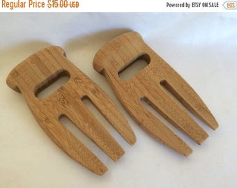 sale Vintage Wood Salad Server Set