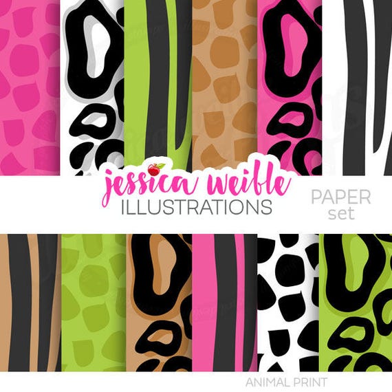 Animal Prints Cute Digital Papers for Card Design, Scrapbooking, and Web Design Il_570xn