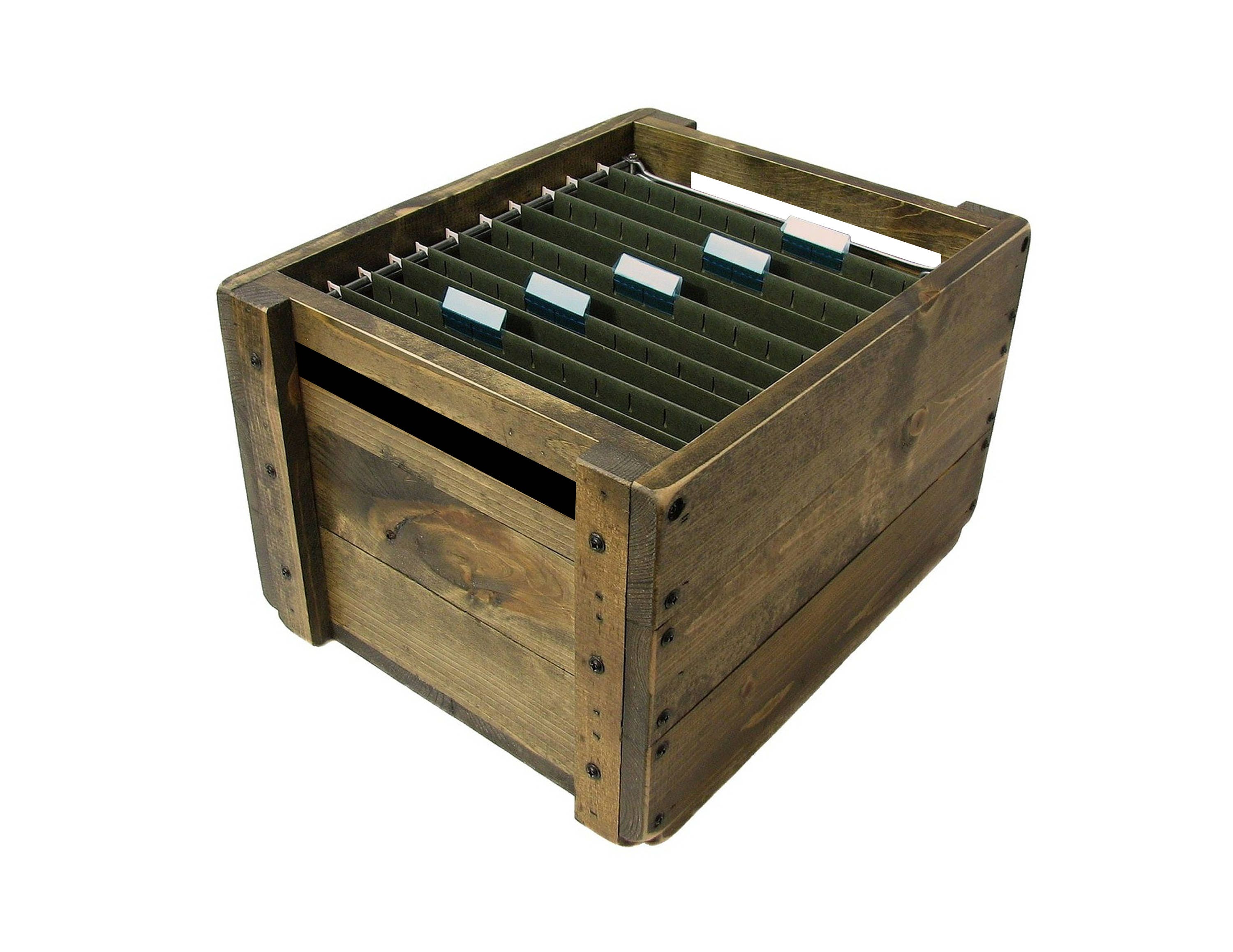 Wooden File Box File Organizer Wood Crate for Files File