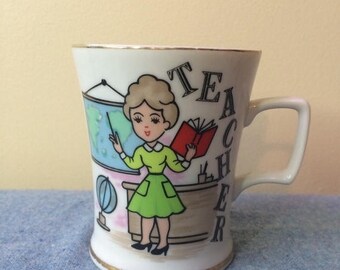 50% OFF Vintage Teacher Ceramic Mug - Made in Japan