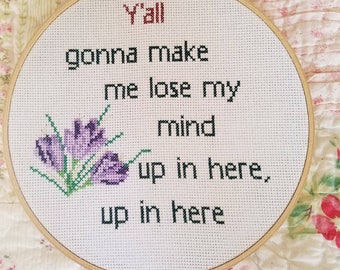 Inappropriate cross stitch, lose my mind, humorous saying, adult cross stitch, subversive cross stitch, needlepoint, funny cross stitch, dmx