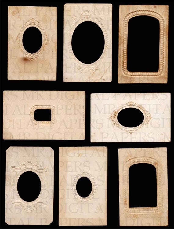 8 Antique Tintype Mats. Set 3. 19th Century 14x18. Digital
