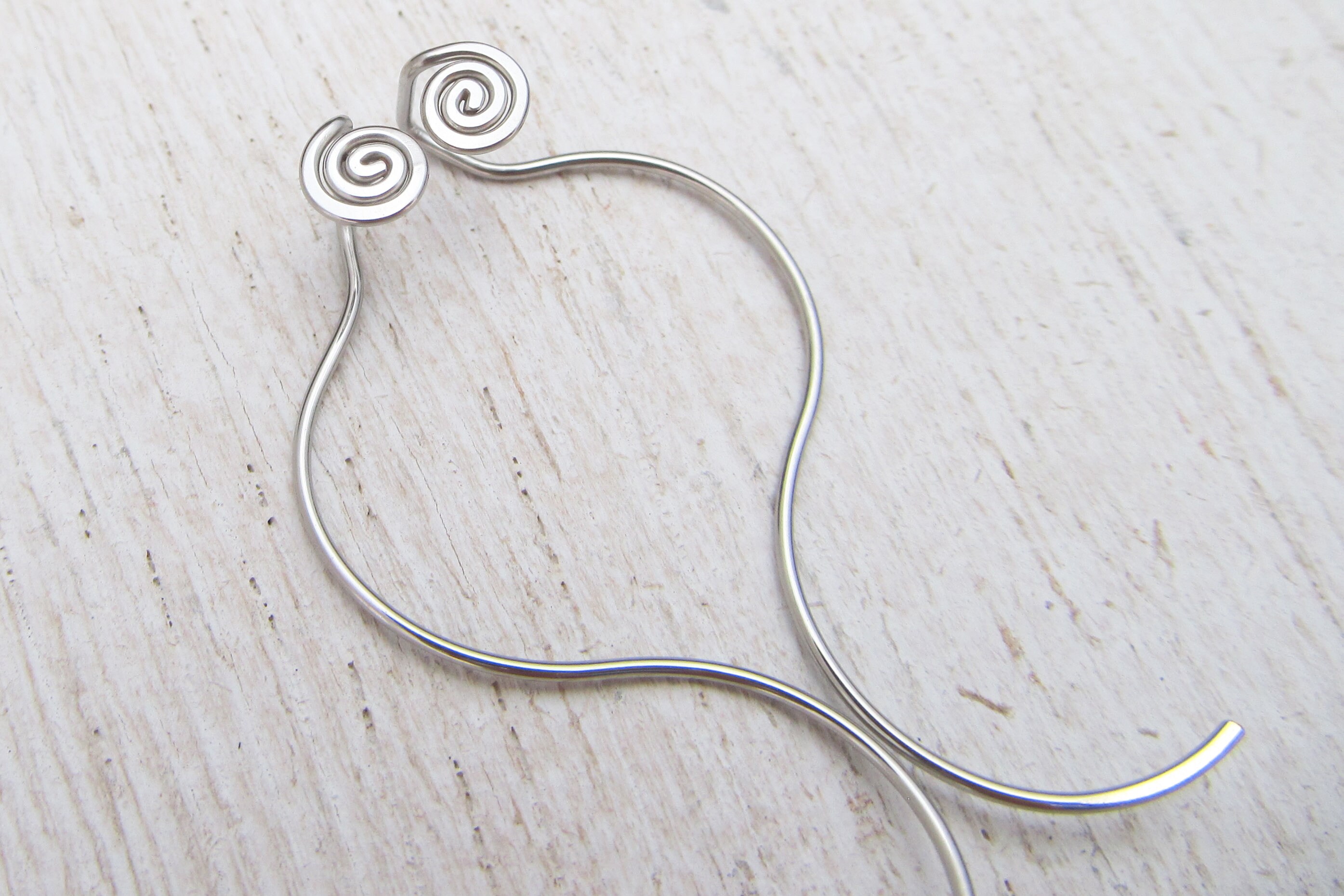 316L Stainless Steel Stud Earrings / Spiral Threader Earrings