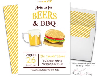 Summer BBQ Invitation, Beers and BBQ Invitation, Bbq Party Invitation, Backyard Bbq Invitation, Summer Party Invitation, BBQ Invite