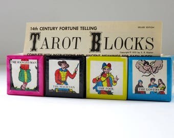 Vintage Halloween Tarot Games, Vintage Tarot Cards Game, 70s Tarot Card Blocks, Fortune Telling Set, Fortune Teller Divination
