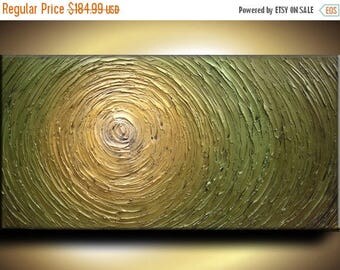 SALE 48 x 24 Custom Original Abstract Heavy Texture Gold Green Modern Metallics Oil Painting by Je Hlobik