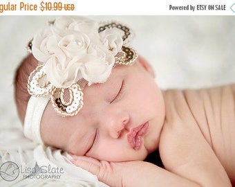 12% off Baby headband, newborn headband, adult headband, child headband and photography prop The single sprinkled- Daisy chiffon headband