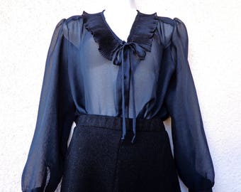 13178 Black Velvet Chiffon Shirt