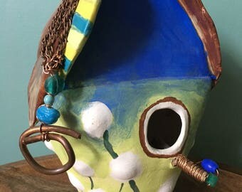 Ceramic Birdhouse with Dandelion Wishes