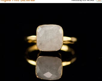40 OFF - White Moonstone Ring - June Birthstone Ring - Gemstone Ring - Gold Ring - Bezel Set Ring