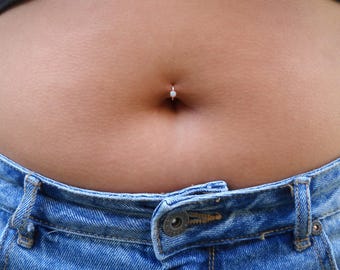 Belly Ring - Navel Ring - Belly Button Ring - Belly Hoop 14K Yellow Gold Filled - Set With a 3mm Stone - Belly Piercing - Body Jewelry