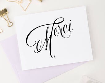 Merci cards, Thank you cards, Merci thank you note card set, French thank you cards, merci beaucoup, greeting cards, 10 folded cards, TY004
