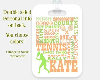 kids Luggage Tag / kids Backpack tag / tennis bag tag / Personalized Bag Tag / Tennis coach gift / tennis gift