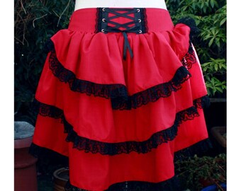 coloured bustle skirt with black lace. back corset lacing made to order - any colour any size