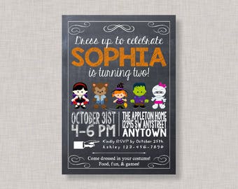 Halloween Birthday Invitation, Halloween Birthday Party, Costume Party Invitation