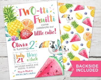 Tutti Frutti Invitation, Tutti Frutti Party, Tutti Fruity Birthday Party, PRINTABLE, Twotti Frutti Invitation, Twotti Frutti Birthday