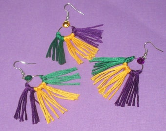 mardi gras fringe earrings