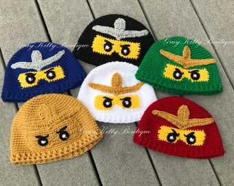 Crochet Ninjago Hat, Lego Ninjago Hat, Halloween Costume