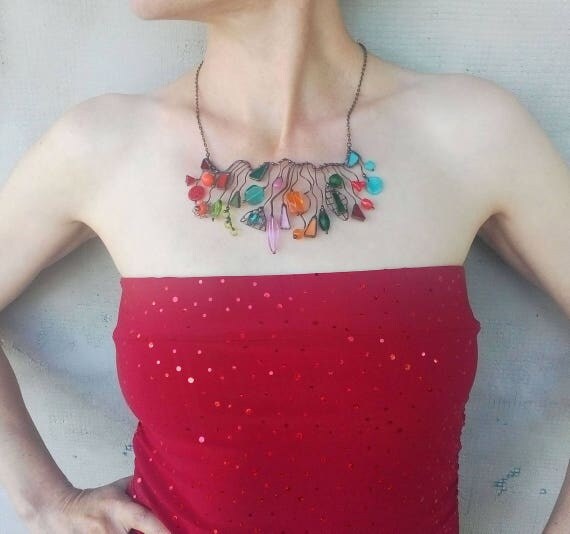 Statement necklace wearable art gift for women