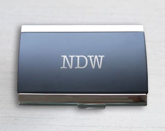 Monogrammed Business Card Holder: Engraved Business Card Case, Monogrammed Business Card Case, Professional Gift, Custom Business