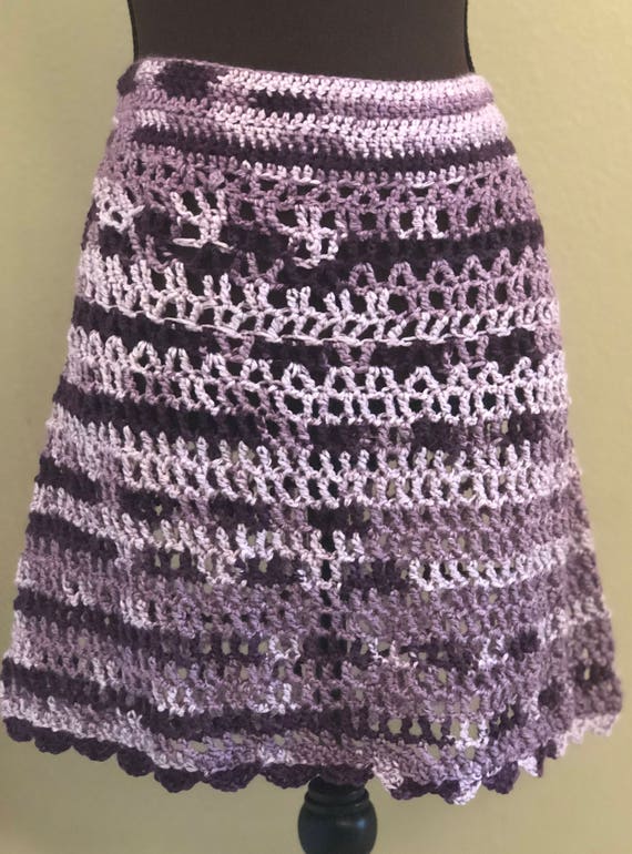 Fall Autumn Purple Crochet Fashion Style Skirt