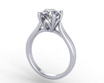 simple moissanite 1.5 solitaire ring white gold