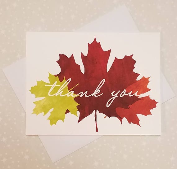 Autumn Leaves Watercolor Thank You Note Cards Set of 8ct