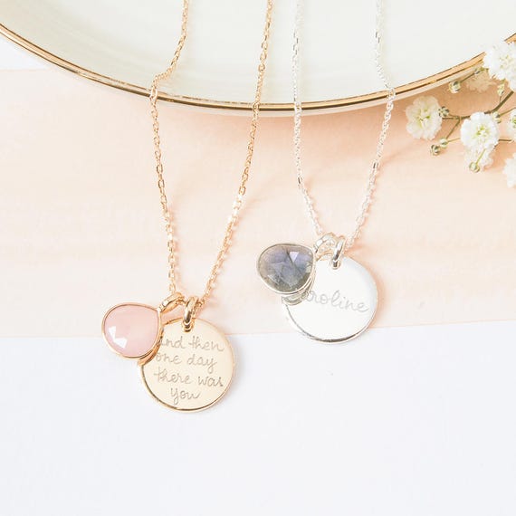 Personalized Gemstone Necklace Sterling Silver & Gold Plated