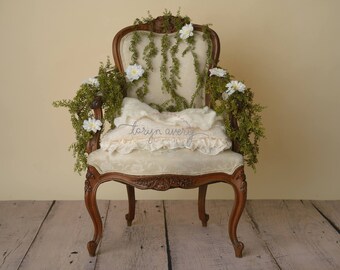 Floral chair digital backdrop, newborn digital backdrop, digital backdrop, vine chair digital background, antique chair digital