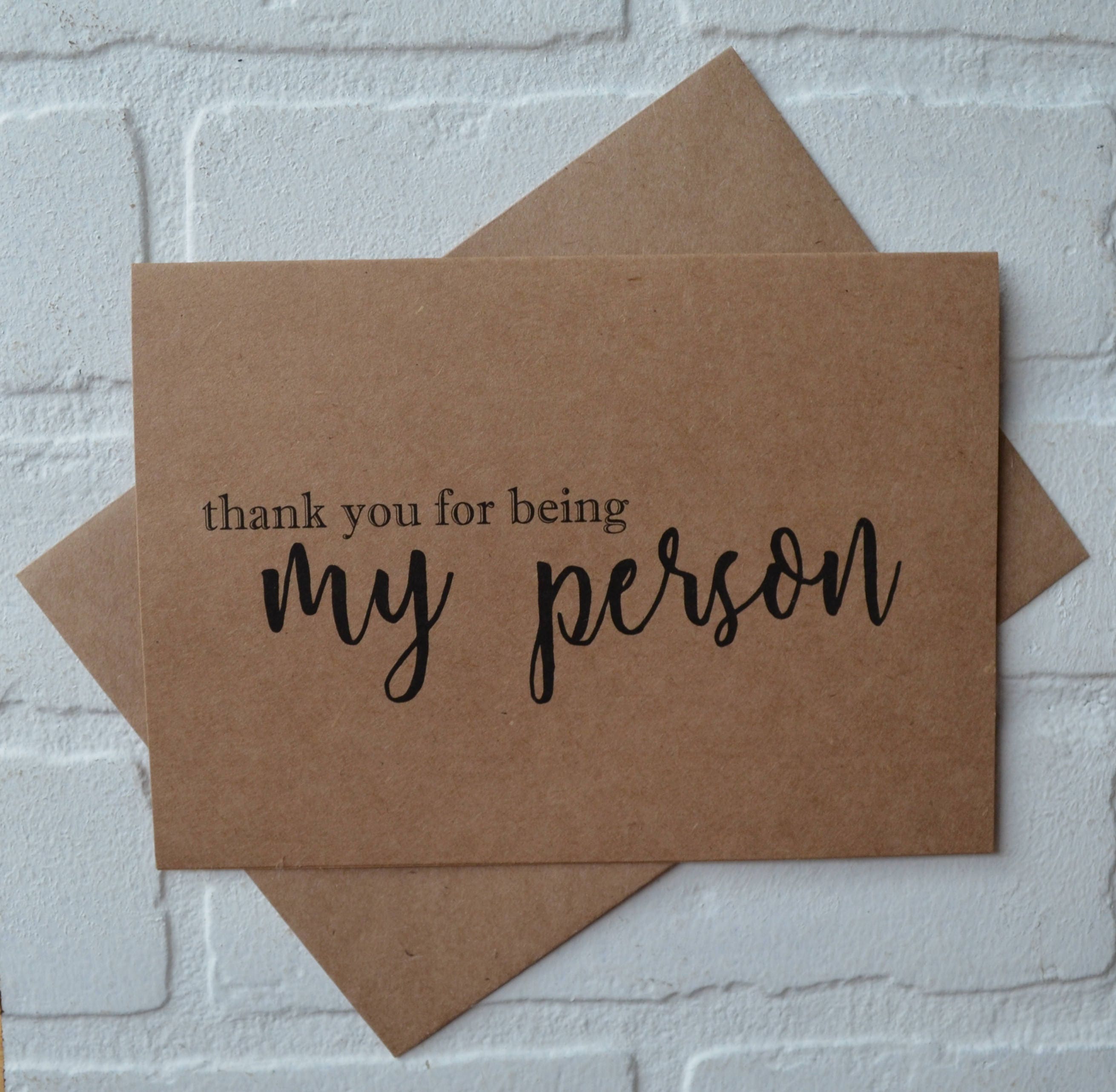 THANK YOU for being my PERSON card bridal party thank you