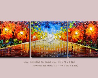 contemporary wall art,Palette Knife Painting,colorful Landscape painting,wall decor,Home Decor,Acrylic Textured Painting ON Canvas Chen 0716