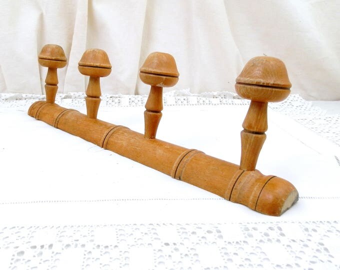 Antique French Traditional Wooden Faux Bamboo Hat Rack, Coat Rack / Hock, French Country Cottage Decor, Retro Rustic Home Entrance Interior