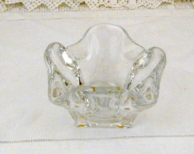 Large Vintage Crystal Glass Cigar / Cigarette Ashtray by Bayel Cristal France, Heavy Clear Glass French Ash Tray, Vintage Retro Home Decor
