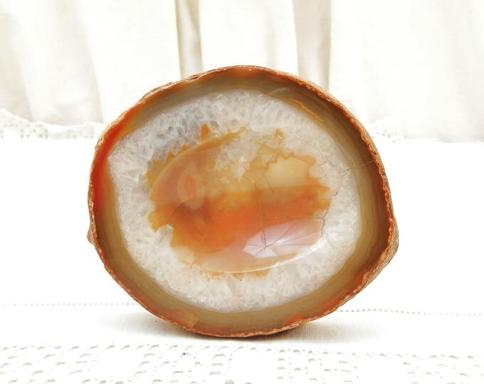 Round Vintage Carved Onyx Marble Agate Stone Nodule Slab Ashtray, Mid Century Tobacciana, Retro Man Cave Decor, Smoking Ash Tray