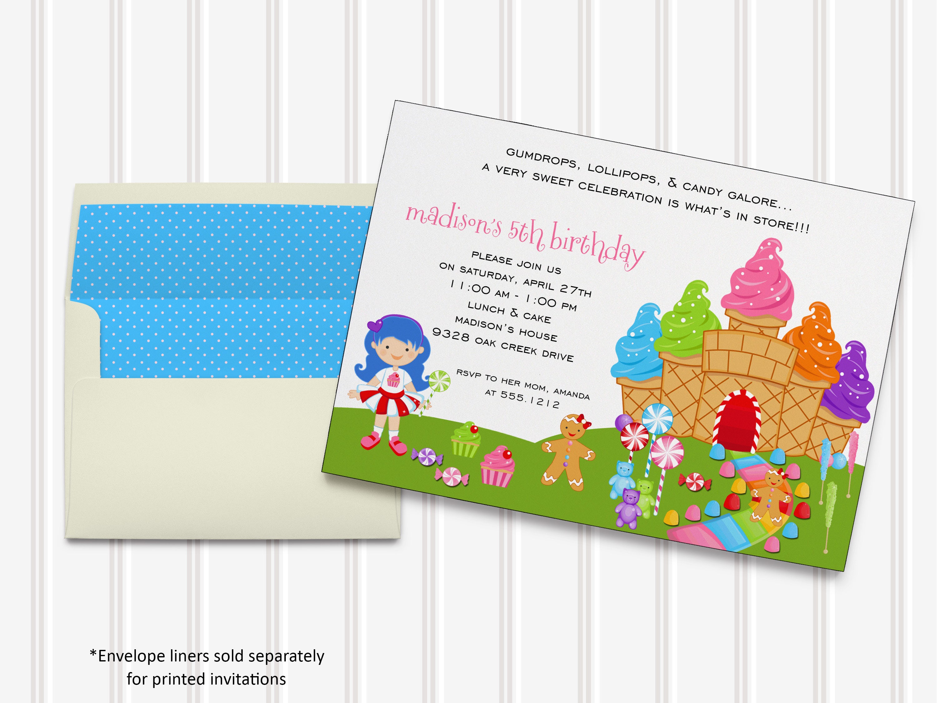 Candyland Invitation Kids Birthday Printable Editable
