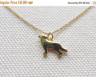 Gold Wolf Necklace, 14k Gold Fill Chain, Tiny Petite Simple Jewelry, Quirky Animal