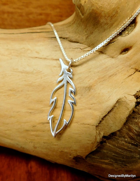 Sterling silver feather necklace native american bird