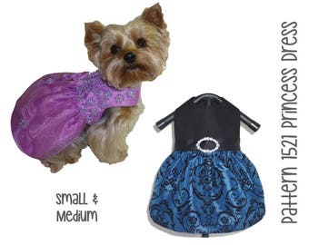 Princess Dog Dress Pattern 1521 * Small & Medium * Dog Clothes Pattern * Dog Harness Dress * Dog Wedding Dress * Designer Dog Clothes