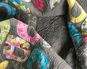 Handmade lap quilt, boutique quilt, art quilt, made in Canada