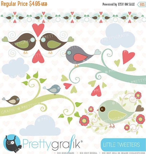 80% OFF SALE bird tweet clipart commercial use, vector graphics, digital clip art, digital images - CL426 Il_570xn
