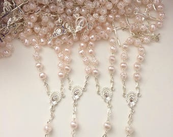 25 pcs Pearl Decade Rosaries, Mini Rosaries, First communion favors Recuerditos Bautizo 25pz/ Mini Pearl Rosary Baptism Favors 25 pcs