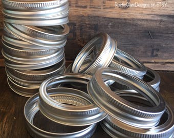 Mason Jar Lids 12 Pack Regular Mouth Mason Jar Bands 2.5" Bands for 1/2 pint, Pint Regular and Quart Regular Jars Set of 12 Bands