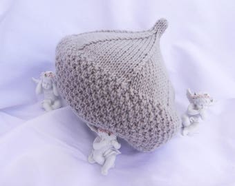 Baby hat-shaped beret light gray knit - 18 months