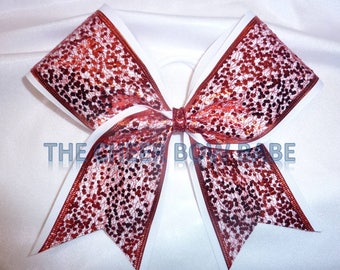 SALE Red & White Cheer Bow, Discount Sample Bow, Color Guard, Softball, Competitive, Competition, Cheer Gifts, Firm, Stiff, Durable