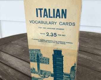 Vintage set of Vis-Ed Italian vocabulary cards in original box